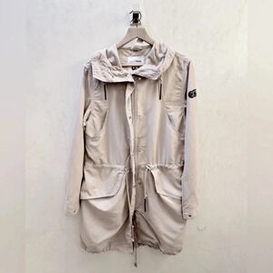 Alpha Tauri || Long Line Trench Coat Performance in Cream Large